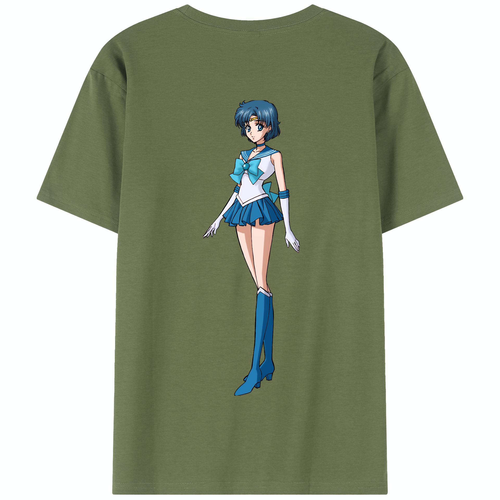 （画像用） 美少女戦士セーラームーン 水野 亜美 みずの あみ Sailor Moon Mizuno Ami 綿100％半袖Tシャツ（背面プリント）